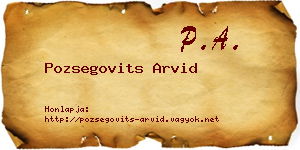 Pozsegovits Arvid névjegykártya